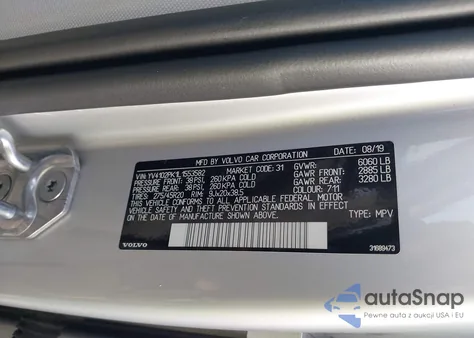 2020 Volvo Xc90 T5 Momentum 7 Passenger из США, поврежденный, VIN YV4102PK1L1553582